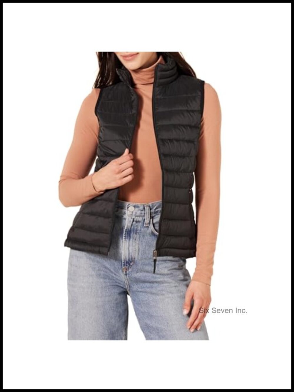 Lightweight Water-Resistant Packable Puffer Vest Zip Pockets Stand Collar